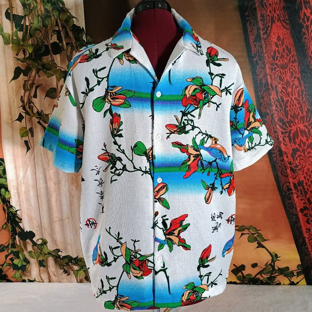 EUC: Malibu Beach Club Sz L Multicolor Tropical Resort Short Sleeve Shirt